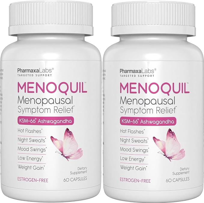 Menopausal Strength Symptom Relief Helps to Combats Menopause, Hot Flashes, Night Sweats and Mood Swings to Promote Restful Sleep and Energy Boost - 60 Capsules (Pack of 2)