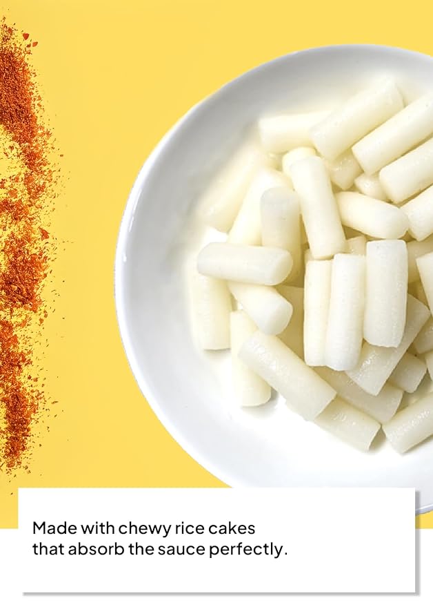 Korean Food Tteokbokki, Spicy Carbonara, Rice Cake & Sauce Kit, 3 Pack Set | Complete Korean rice cake kit with spicy carbonara sauce, ready in minutes