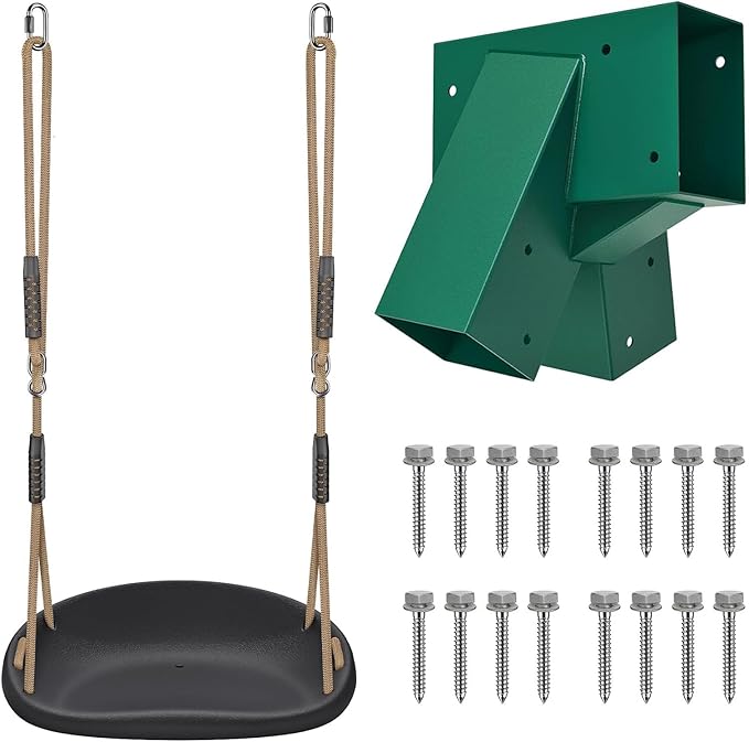 BeneLabel A-Frame Middle Swing Set Brackets, Heavy Duty Steel Swing Set Hardware with Mounting Hardware - Heavy Duty Swing Seat with Adjustable Rope and Carabiners