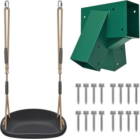 BeneLabel A-Frame Middle Swing Set Brackets, Heavy Duty Steel Swing Set Hardware with Mounting Hardware - Heavy Duty Swing Seat with Adjustable Rope and Carabiners