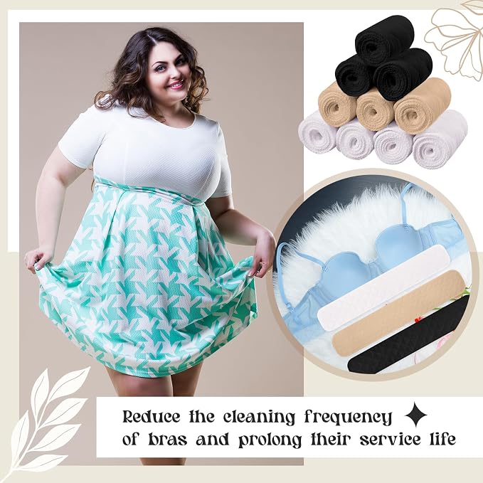 Toulite 10 Pcs Reusable Bra Liners for Sweat, 3 Layer Bra Sweat Pads, Soft Cotton Outer Layer with Polyester Fiber Core