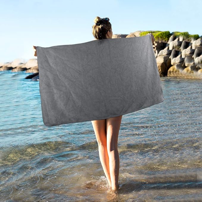 SUNLAND Microfiber Gym Bath Towel Ultra Soft Travel Camping Towel Super Absorbent Swimming Sport Yoga Sweat Towels with Straps for Adults and Children