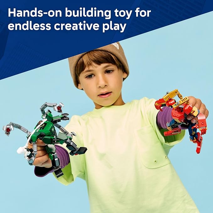 LEGO Marvel Mech Battle: Spider-Man vs. Doc Ock Building Toys for Kids - Super Hero & Villain Poseable Mech Toys W/3 Marvel Minifigures for Kids & Fans, Ages 6+ - Gift Idea for Birthdays - 76338