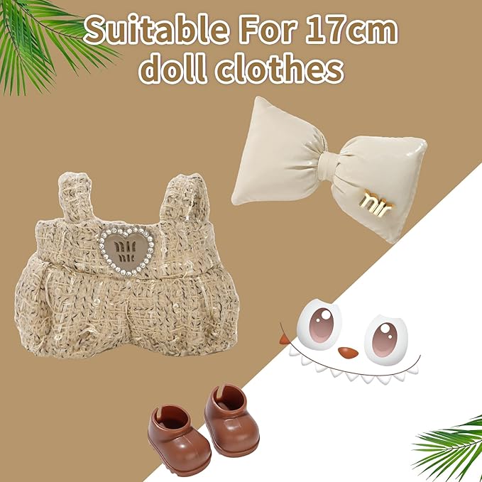 Cute Clothes for Doll Design Outfit Blind Mystery Box Accessories Mini La Boo-Boo Blah Bu Bu BuLafufu Ropa Plush Toy Stuff Dress Overalls Pajamas Hoodie Khaki