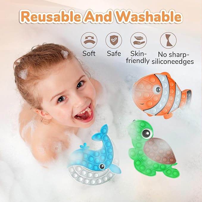 3 Pack Push Bubble Fidget Sensory Toys, Sensory Fidget Poppers Push Bubble Toy, Silicone Squeeze Autism Anxiety Stress Relief Popping Toys for Kids