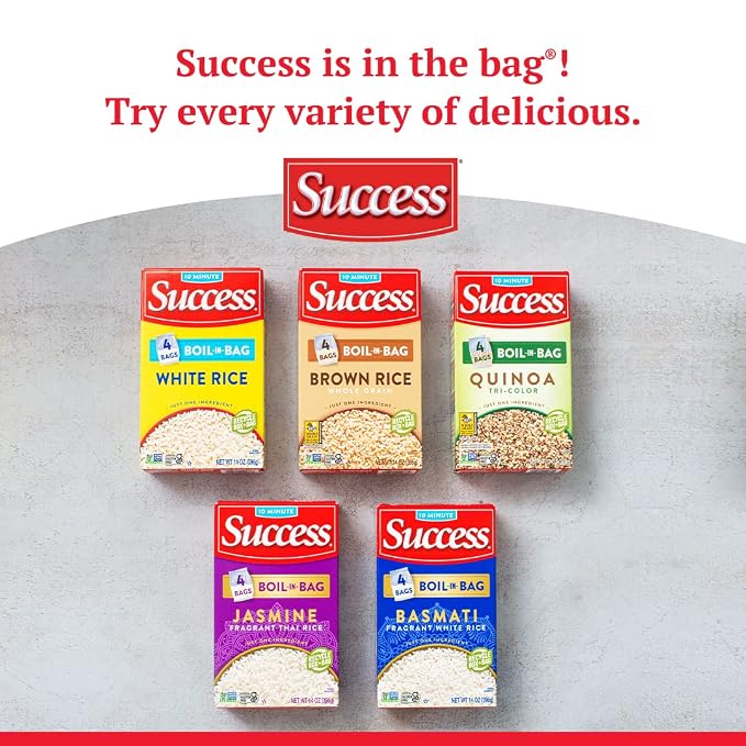 Success Boil-in-Bag Rice, Brown Rice, Quick and Easy Meals, 14-Ounce Box (Pack of 4)