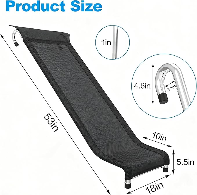 Universal Trampoline Slide Ladder for 10/12/14/15FT Trampolines, Black and Silver Design with Heavy Duty Steel Frame, Easy to Assemble，Safety & Buffer Bottom for Kids to Climb Up & Slide Down(Silver)