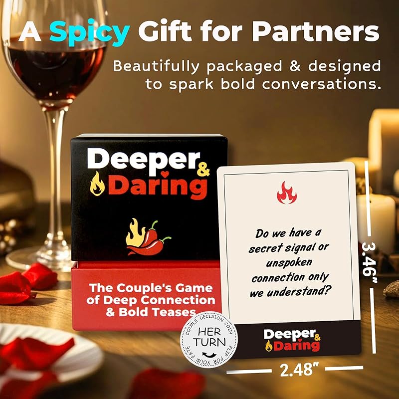 Deeper & Daring Couples Games – Couples Card Game for Date Night, 150 Deep Questions & Dares for Your Partner, Couple Gifts, Spicy & Romantic Anniversary or Valentine's Gifts for Her Him