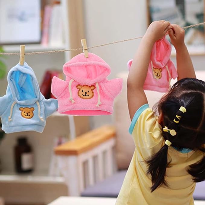 Bear Clothes for 6-8inch Stuffed Bears 2Pcs Hooded Cute Stuffed Animal Clothes Cartoon DIY Decorative Clothes Stuffed Animal Clothing & Accessories, Bear Plush.