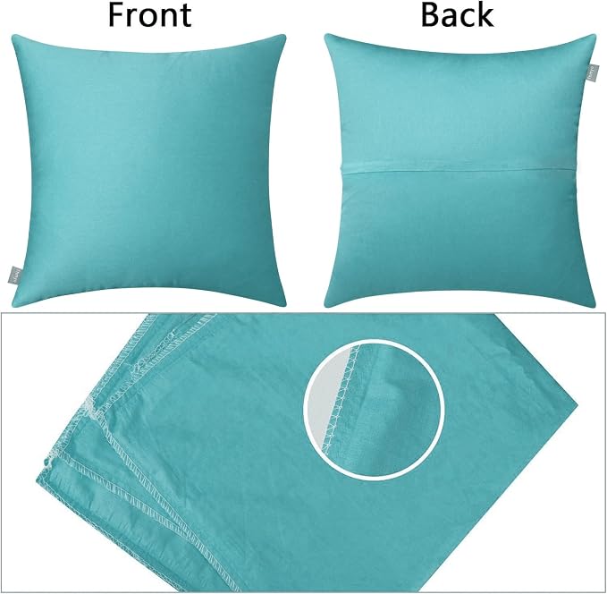 4-Pack 100% Cotton Comfortable Solid Decorative Throw Pillow Case,Thmyo Square Cushion Cover Pillowcase Sublimation Blank Pillow Covers DIY Throw Pillowcase for Sofa Bedroom(22x22 inch/ 55x55cm,Green)