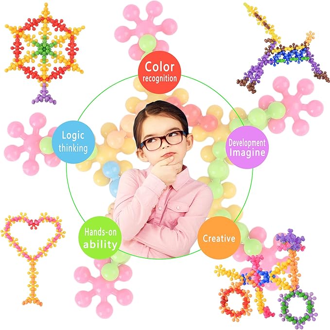 250 Pieces Building Blocks Kids STEM Toys Educational Building Toys Interlocking Solid Plastic Discs Sets for Preschool Boys and Girls Aged 3+