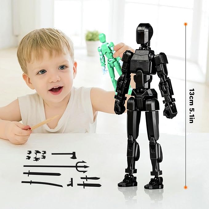 [2025 Upgrade] [Assembly Required] 8Pcs Dummy 13 Action Figures with Magnetic Suction Function, Lucky Titan 13 Action Figures, Multi-Jointed Movable，with 3 Hand-Shapes, 7 Weapons, Brackets