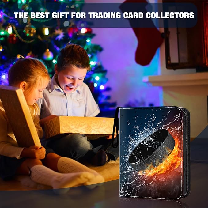 Hockey Card Binder, 9-Pocket Cards Holder,Trading Card Binder Fits 900 Cards With 50 Removable Double Sided Sleeves, Cards Album Case for Sports Game Trading Cards Display Storage Collection