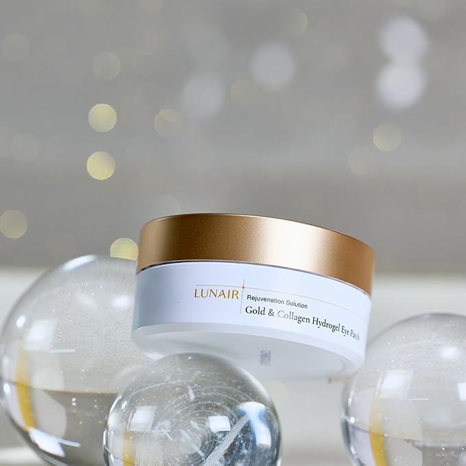 Lunair Gold & Collagen Hydrogel Eye Patch – Depuffing, Firming & Hydrating Under-Eye Treatment for Dark Circles & Fine Lines (60 Patches)