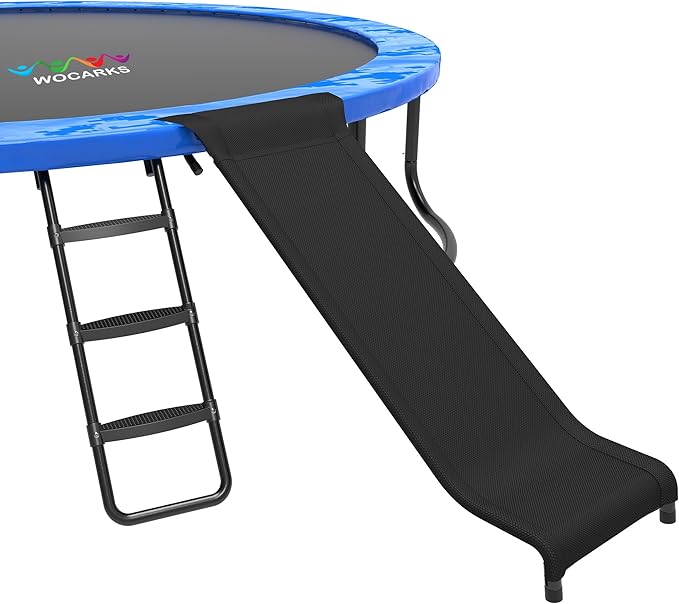 Trampoline Ladder and Slide Kit - Universal 3 Steps Stair Slide with Buffer, Easy to Climb Trampoline Accessories for Kids, Replacement Parts & Attachmentfor 10 12 14 15ft Trampolines （Black）