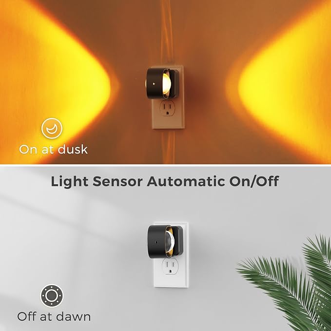 L LOHAS LED Night Light Projector, Color Changing Plug in Night Light RGB | Dusk to Dawn Sensor Night Lights, Rotating Nightlight, RGB Ambient Lighting for Bathroom, Gaming Room, Gifts,1 Pack