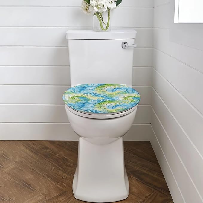 Abstract Painted Toilet Seat Cover, Machine Washable Reusable Toilet Seat Cover, Fits Most Round, Elongated and Oval Toilet Lid Cover