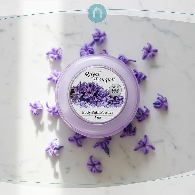 R-NEU 2 Pack Body Powder for Women with Powder Puff, 100% Talc-Free, Elegant Royal Bouquet Scented Dusting Powder, After Bath for Soft Skin, Extra Large, (10oz)