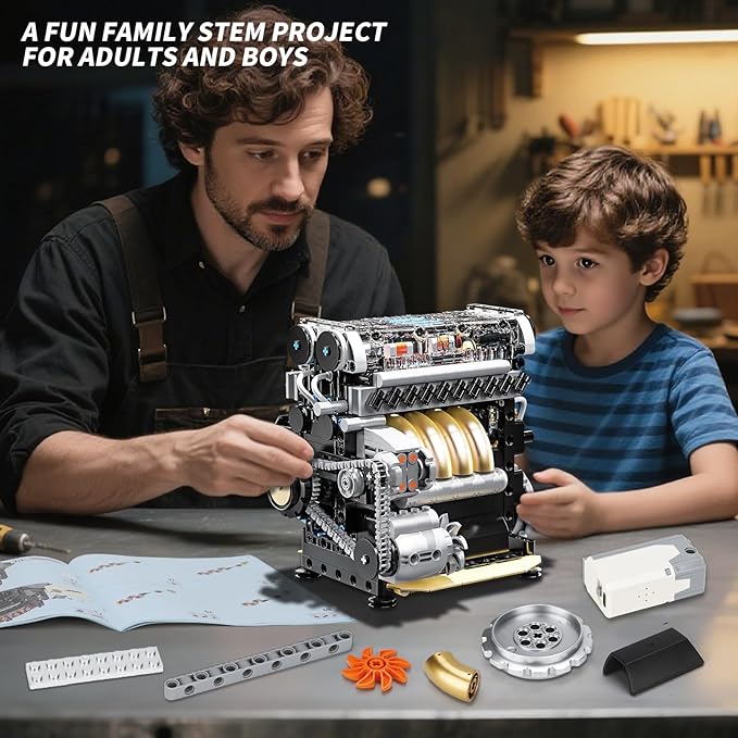 L4 Engine Building Sets for Adults, MOC Inline 4-Cylinder Mini Car Motor Model Kit that Runs, DIY STEM Toy Gift for Teens 14+ (853 PCS)