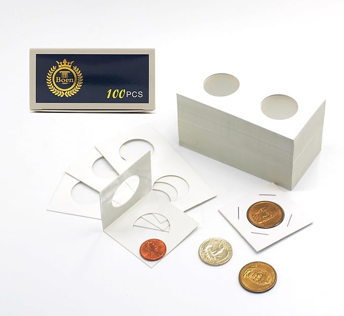 Boen 300Pcs 27.5mm/(1.08 Inch) Coin Flips for Small Dollar, Coin Holders for Colletors The Coin Collection Supplies Coin Cardboard Coin Flips for Coin Collection