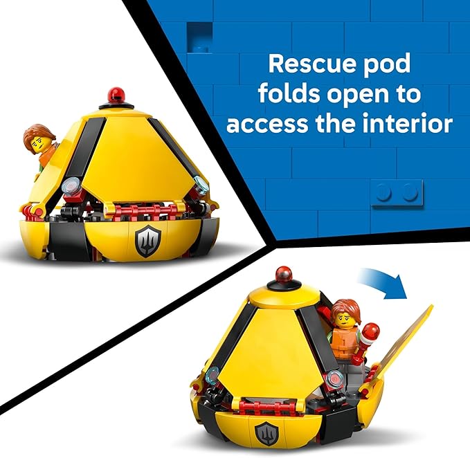 LEGO City Coast Guard Helicopter Building Toy for Kids - Pretend Play Emergency Response Set for Boys & Girls, Ages 7+ - Includes 4 Minifigures, Shark, & Rescue Pod - Gift Idea for Birthdays - 60503
