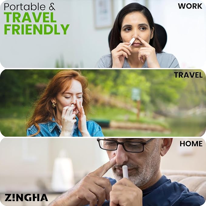 Z!NGHA Natural Aromatherapy Nasal Stick Boost Focus & Enhance Breathing | Portable Sinus Relief & Relaxation Nasal Inhaler Stick | Essential Oil Blend for Stress and Congestion (Surge)