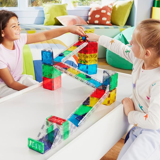 MAGNA-TILES Rail Racers Deluxe 90-Piece Magnetic Construction Set, The Original Magnetic Building Brand