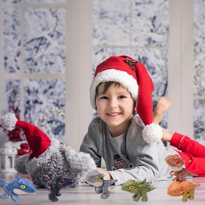 Zwish 6PCS Biting Finger Dinosaurs Toy Collectibles for Display, Play and Dinosaur Biting Fingers Puppet Model Figure Novelty Toys Birthday Gift Toys for 3+ Year Old Boys Girls Easter Eggs Filling