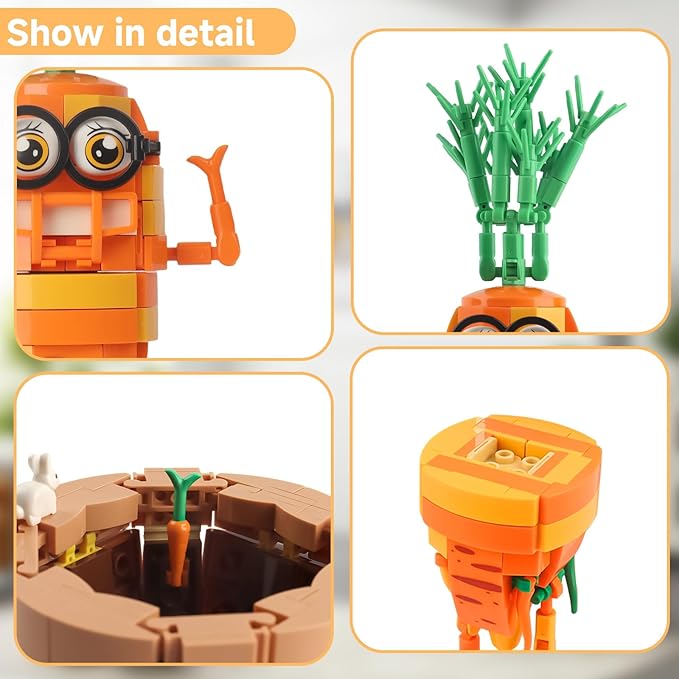 Creative Carrot Model Building Set – Potted Plant Blocks Compatible with Lego, Home & Office Desk Decor, Ideal Building Toy Gift for Kids Ages 6+ & Adults (JJ9209)