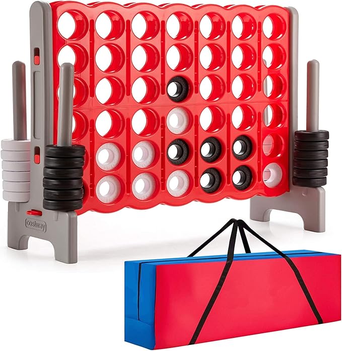 Costzon Giant 4-in-A-Row, Jumbo 4-to-Score Giant Games for Kids & Adults, Indoor Outdoor Party Family Connect Plastic Game, 4 Feet Wide by 3.5 Feet Tall with Carrying Bag