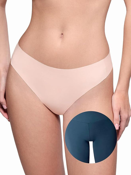 LUCKMEEY Cotton Thongs for Women Seamless Thongs for Women No Show Thong Panty Liners Workout G-String Thongs Underwear