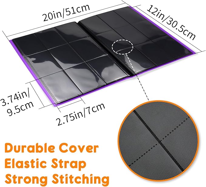 Card Binder 9 Pocket, PP Cover Trading Card Binder for 360 Cards, Sturdy Card Collection Album, Card Holder Folders for MTG, TCG, Game Cards & Sports Cards,Purple