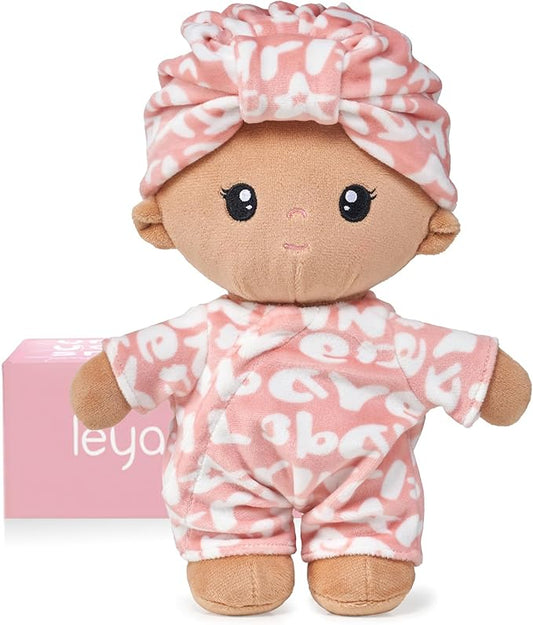 LeyaDoll Soft Baby Doll Toys (9''''), My First Baby Rag Doll for 1 Year-Old Girl Birthday Gift,Christmas Plush Toys Gift for Toddler Kids Infants-Pudding Baby Girl-Tanned