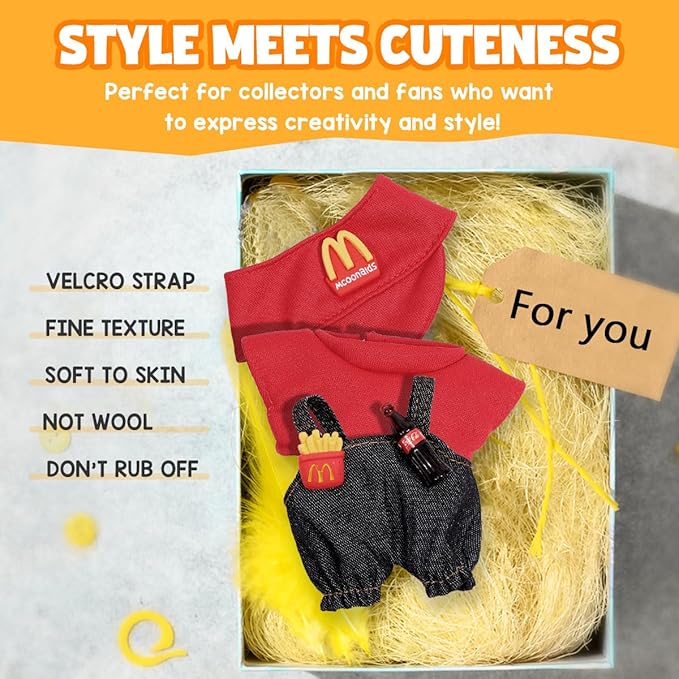 AICase for Lububu Clothes/for Lububu Outfits,Clothes Set for Lububu 17cm Doll,3 Piece Set Hat Clothing for la-bubu, Boys and Girls Stylish Adorable Dolls Clothes Accessories (No Doll)_01
