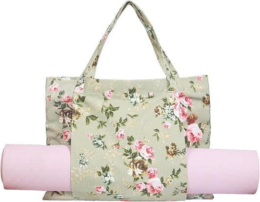 Yoga Mats bag for Women, Canvas Bags for Yoga Mat & Blocks Women, Floral Gym Valentine's Day Gifts for Yoga Lover