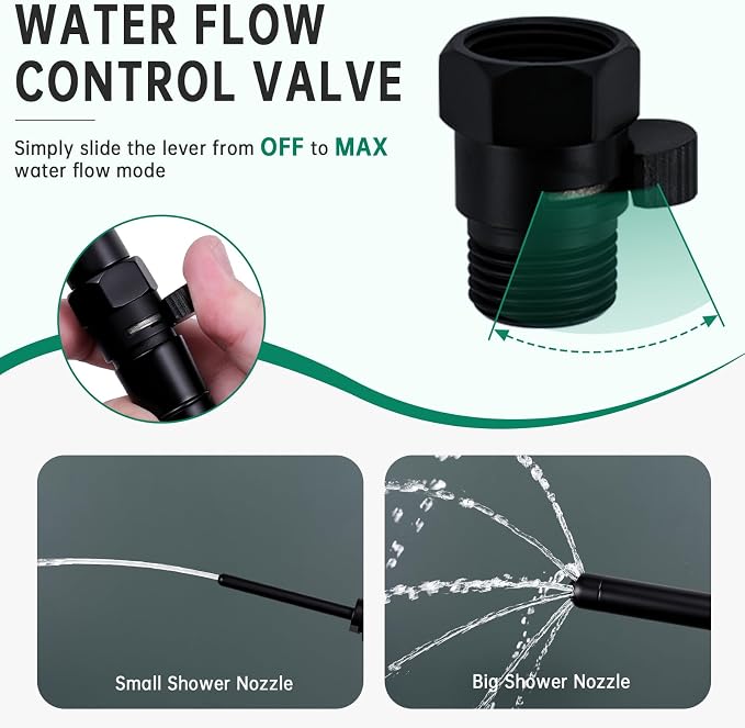 Shower Enema Kit, Shower Douche Nozzle Cleansing System with Water Control Valve for Men and Women Portable Cleaning (Matte Black)