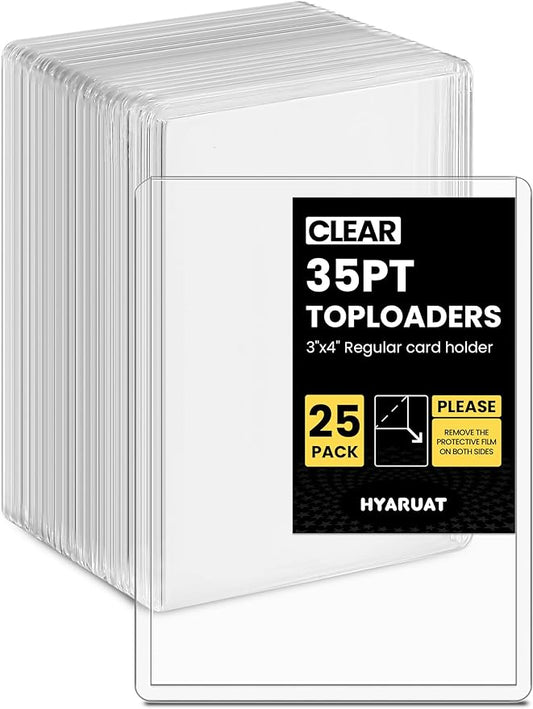 35pt Top Loaders for Cards, 3x4 Regular Holder with Protective Film, Toploader Card Protectors Hard Plastic, 25-Count