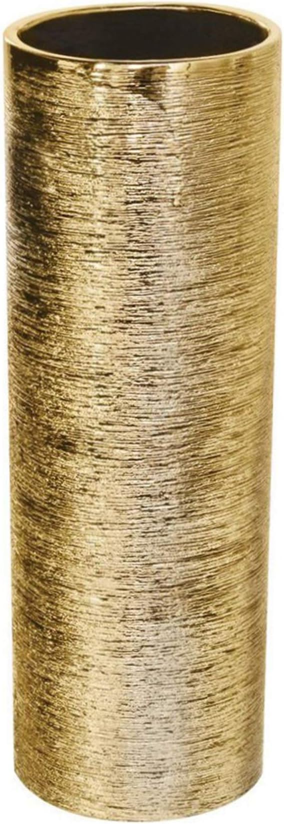 WGV Ceramic Cylinder Vase Width 5" Height 12" Elegant Unique Modern Matte Floral Container Planter Pot Centerpiece for Event Party Wedding Office Home Decor, Gold Textured 1 Piece