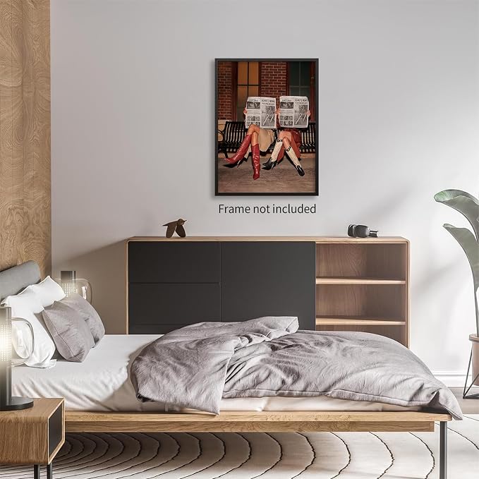 Haitunone Brown Luxury Old Money Style Woman Wall Art Trendy Newspaper Poster Vintage Aesthetic Canvas Prints for Bedroom Bar Apartment Wall Decor 12X16 inch Unframed