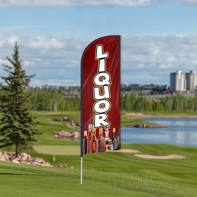 Liquor Feather Flag for Storefronts Fairs,6 FT (Flagpole Not Included) | Business Advertising Flag