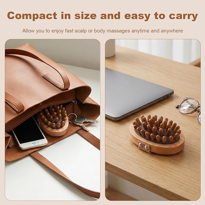 2 Pcs Meridian Massage Brush, Wooden Scalp Massage Tool for Muscle Pain Relief, Lymphatic Drainage, Body Shaping & Cellulite Reduction