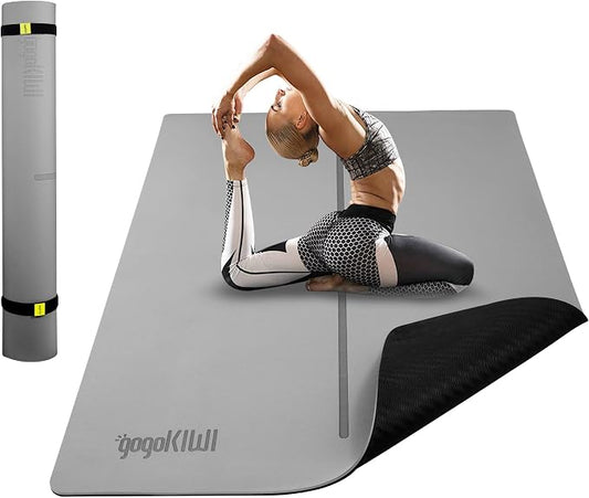 Gogokiwi Large Yoga Mat (6'x4') – 1/4" & 1/2" Thick Exercise Mats for Home Workout, Extra Wide Workout Mats for Home Gym, Yoga, Pilates, Stretching, Floor & More