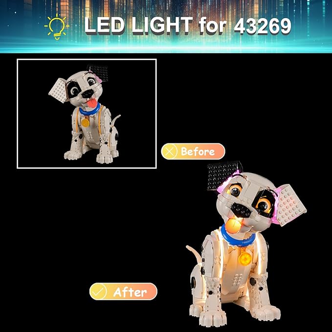 LED Light Kit for Lego 43269 101 Dalmatians Puppy, Compatible with Lego 43629 Building Blocks Model(Not Include Blocks Set)