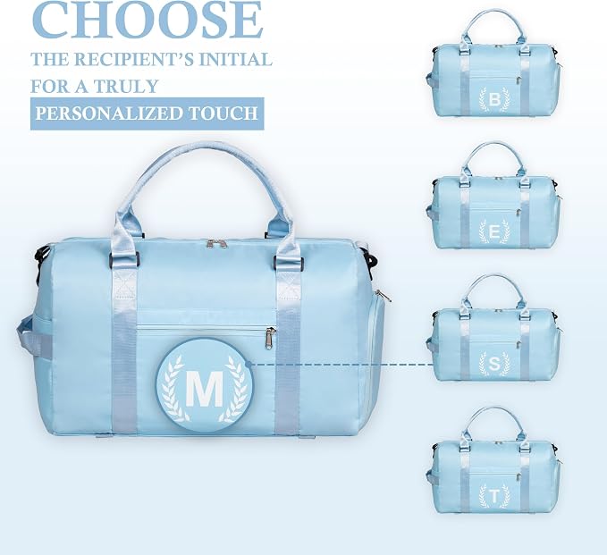 Gym Bag for Women, Personalized Duffle Bag with Shoe Compartment, Sports Bag for Yoga & Dance with Wet Pocket and Mat Strap.
