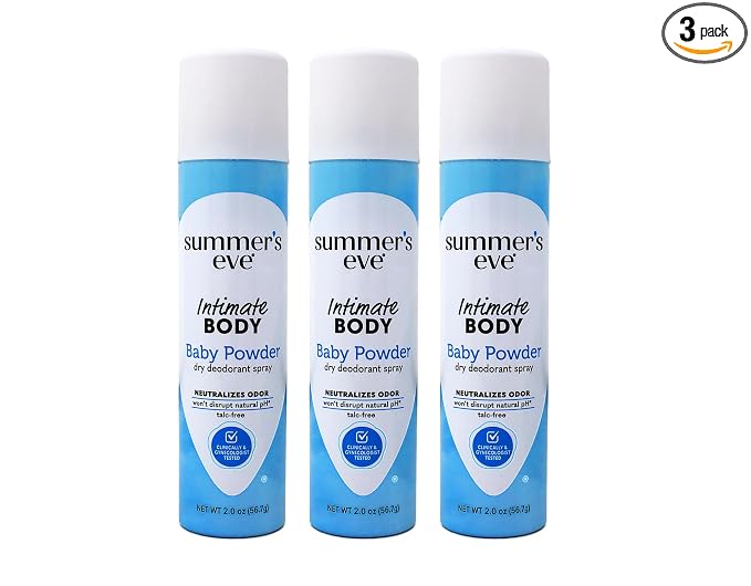 Summer's Eve Baby Powder Freshening Deodorant Spray, 2 Oz (Pack of 3)