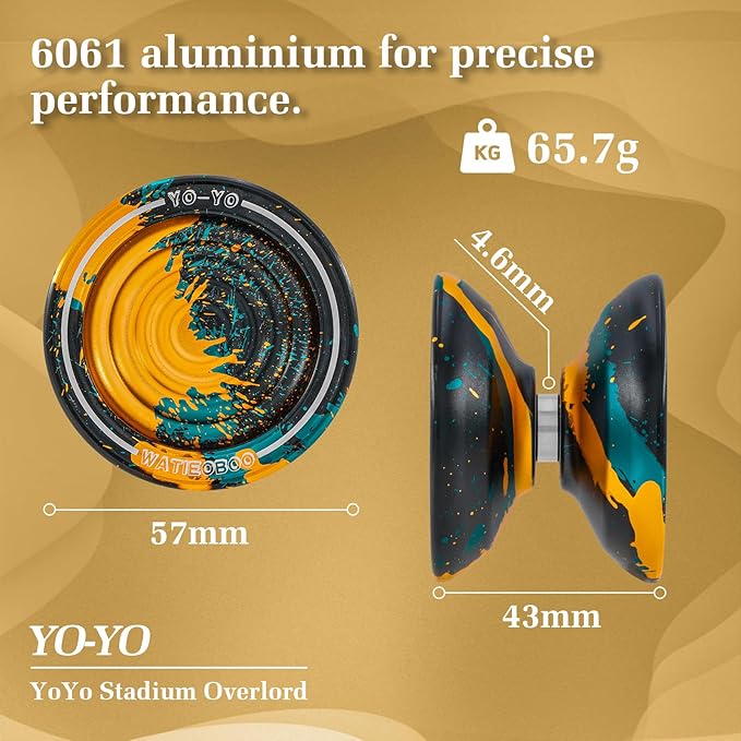 WATIEOBOO Responsive Metal Yoyo Professional yoyo, Professional Unresponsive Yo yo for Adults Pro Metal Trick Yo-yo with Yo Yos Bearing Kit 10 Strings, Case & Gloves - Black Blue Orange