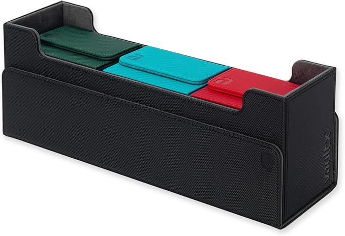 Vault X Card Storage Box, Exo-Tec Material, Detachable Magnetic Lid, with Dividers & Foam Fillers, for Trading Cards (Black)