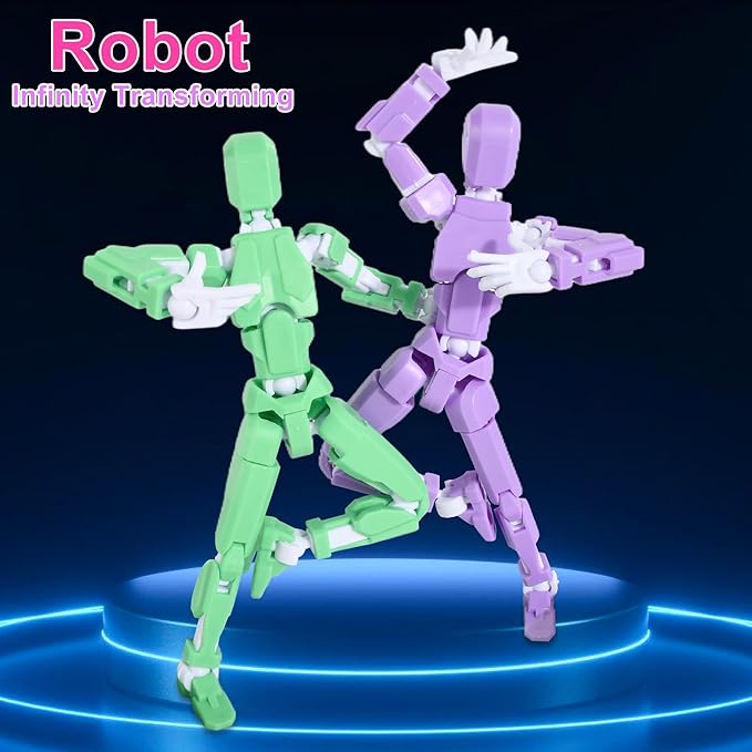 Creative Action Figure with Pose Stand,Building Toy Sets,3D Robot,Lucky Puppet Joints for Boys,Girls,Men,Women,Multi-Jointed Moveable Dummy Desk Decoration,Desktop Ornament for Game Lover (Green)