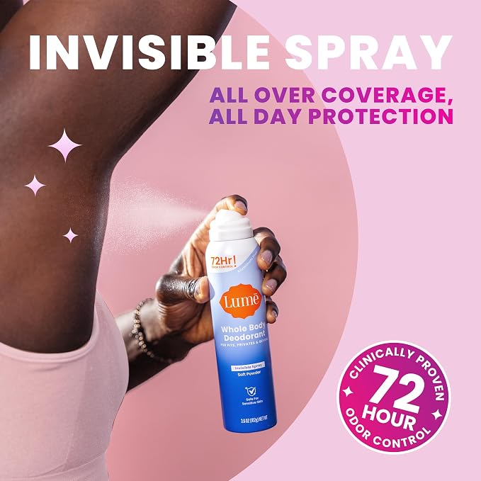Lume Invisible Spray Deodorant For Women - Whole Body Deodorant Spray - 72 Hr Odor Control - Ozone Friendly, Natural Propellant - Aluminum & Baking Soda Free, Skin Loving - 3.6 ounce (Lavender Sage)
