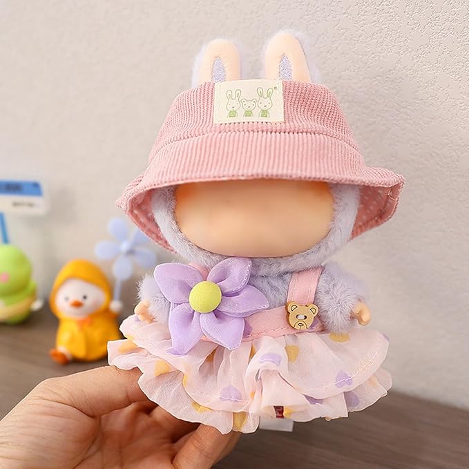 Designer Clothes for Dolls Accessories15cm /17cm Doll Clothing Set Replacement Pink Outfit 5Pcs Set (Green Skirt + hat)